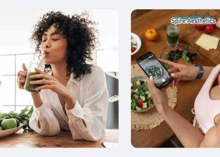 Image of woman looking into her diet and fat freezing Croydon to improve her health